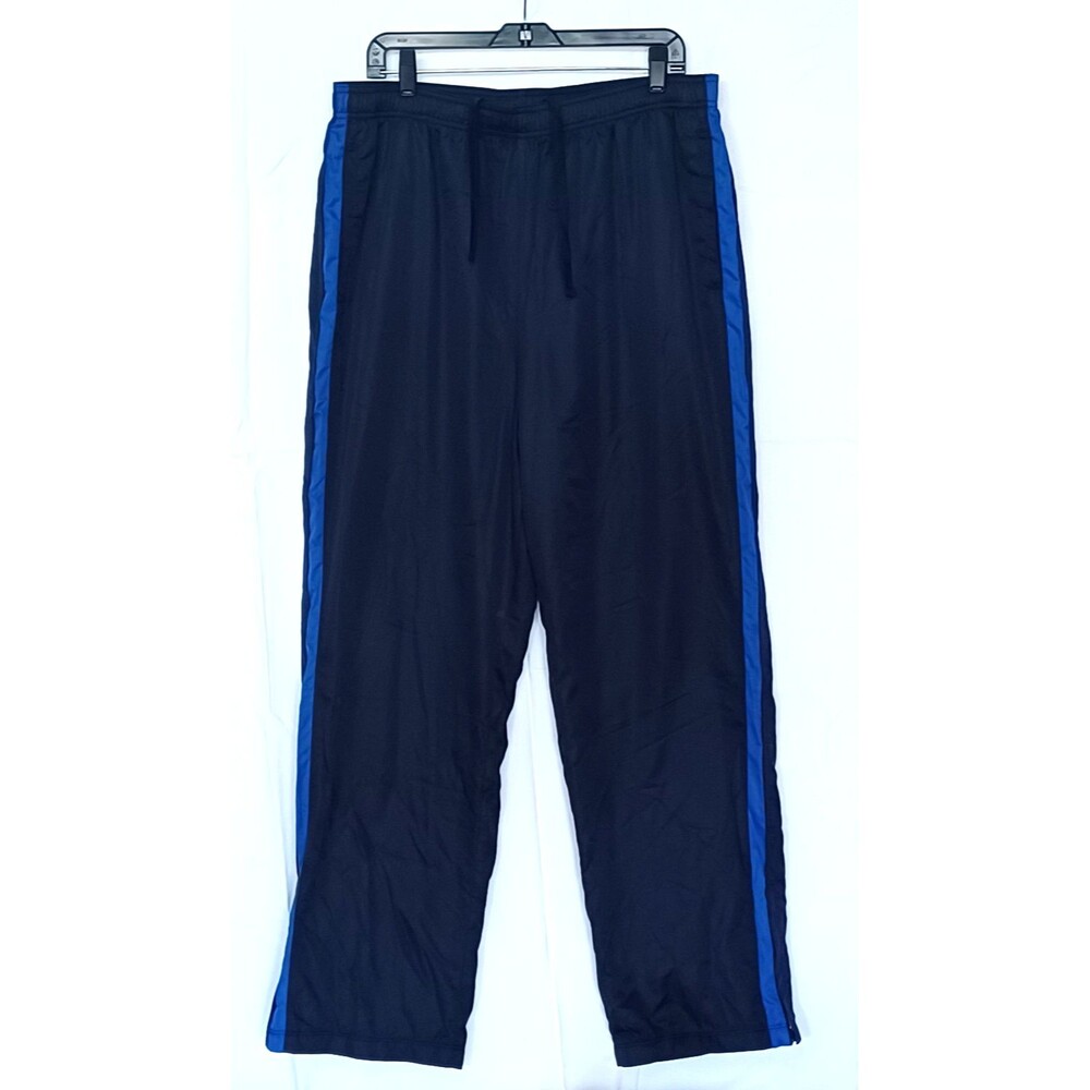 Tek Gear Men’s XL Blue Track Pants Drawstring Mesh Lined Pockets Zip Ankle